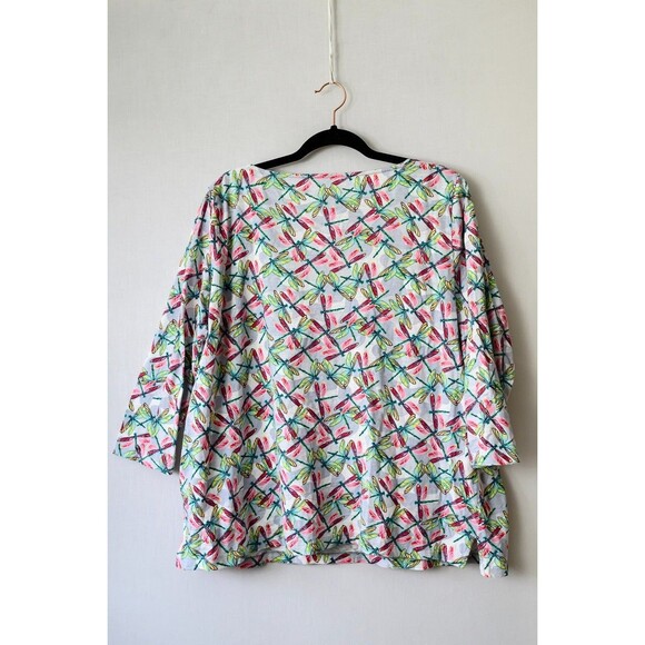 Talbots 1X Dragonfly print short sleeve T-shirt top cotton - Picture 3 of 7